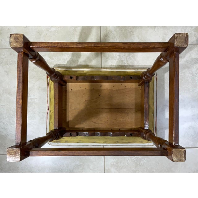 One of a Kind Exquisite Vintage Hand-Carved Sitting Stool With Authentic Suzani Embroidery For Sale - Image 10 of 12