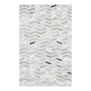 Galaxy Cowhide & Sari Silk Silver Area Rug, 9' 0'' X 12' 0'' For Sale