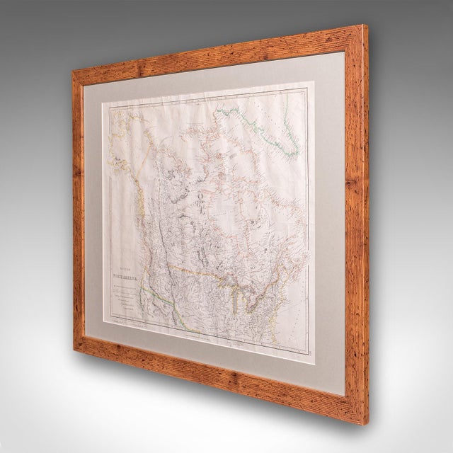 Mid-Century Modern Vintage Map, British North America, Canadian, Reproduction, Framed Cartography For Sale - Image 3 of 12