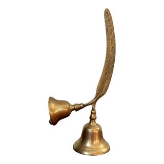 1980s Double Brass Bell With Feather Handle For Sale