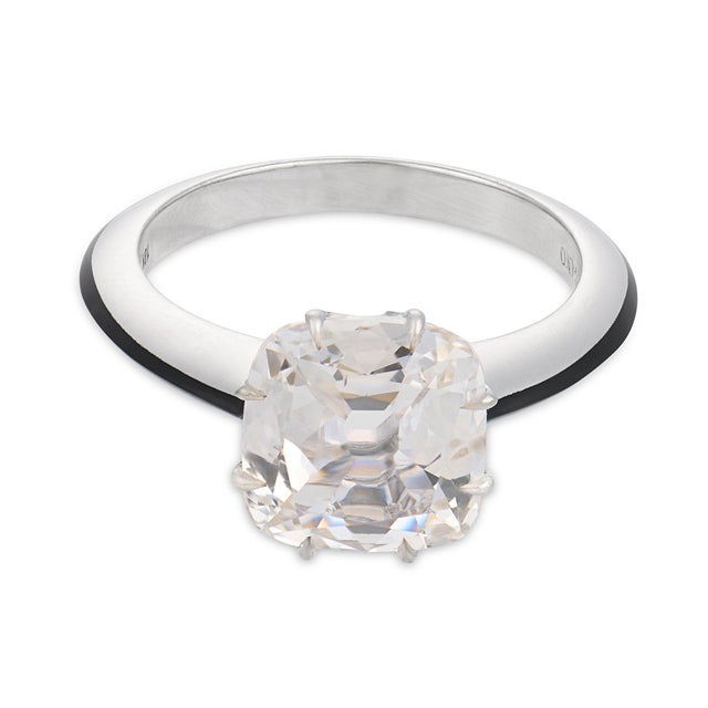 Modern Lugano Gia 2.00 Carat Old Mine Cut Diamond 18k White Gold Engagement Ring, Size 6 For Sale - Image 3 of 8
