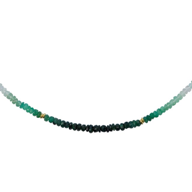 Metal Emerald Ombre Gold Station Necklace For Sale - Image 7 of 9