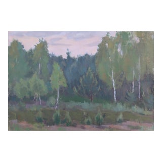 Vintage Impressionism Forest Oil Painting, Ukrainian Art, 1970s 35-50 For Sale