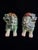 Vintage Mid-Century ceramic Foo Dogs predominantly green with accents of blue, brown and white, no cracks, chips or...