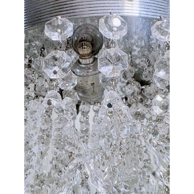Mid 20th Century Hollywoord Regency Ridged Chrome Rim With French Pendalogue Crystals For Sale - Image 10 of 12