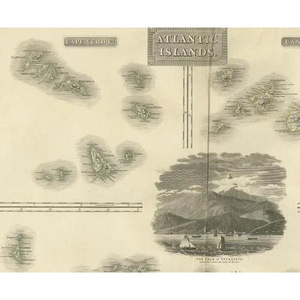 Antique Map of the Atlantic Islands, 1817 For Sale - Image 3 of 5