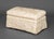 Modern White Silk Damask Upholstered Ottoman. 30" W x 18" D x 11.5" H. Provenance: From a 500 Park Avenue Estate.