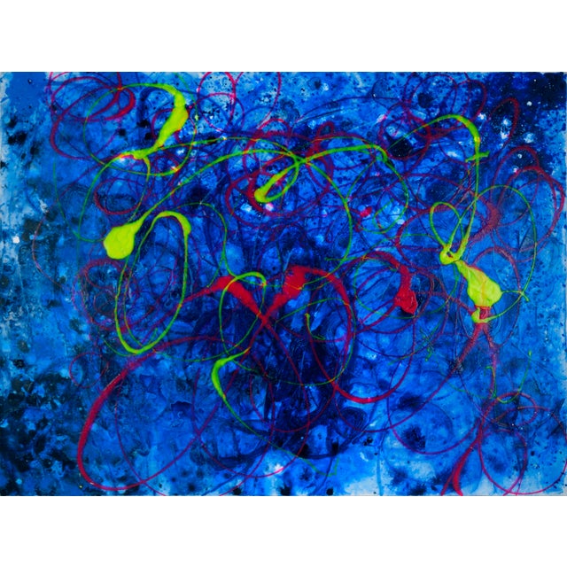 Textile Ocean Lights - Expressionist Composition in Acrylic on Canvas by Charles David Francis For Sale - Image 7 of 9