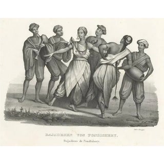 Schinz, Musicians and Bajadere Dancers from Pondicherry, India, 1845, Print For Sale
