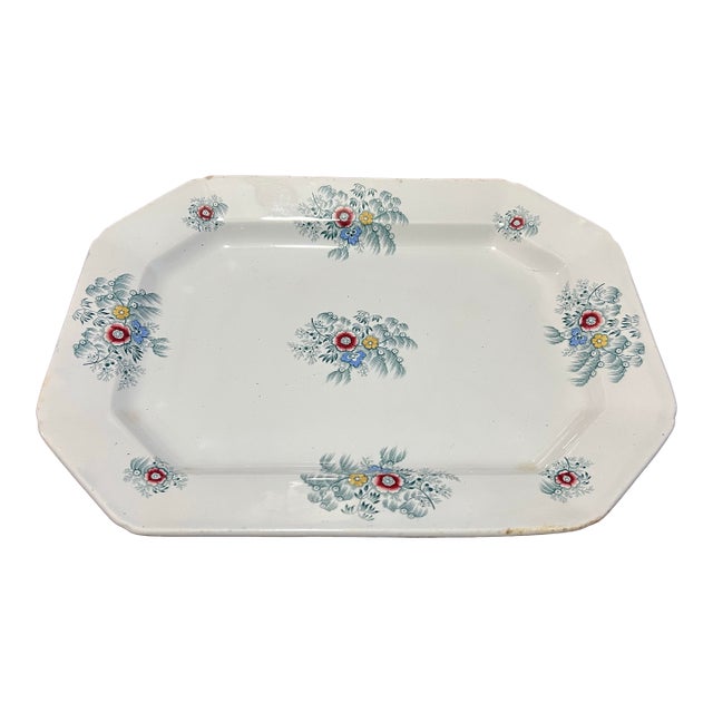 A Very Nice Antique Staffordshire Transferware "Feather" Ironstone Platter, 1850's For Sale