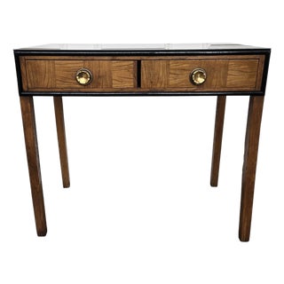 Mid-Century Italian Art Deco Walnut Burl Writing Desk with Glass Top by Paolo Buffa, 1940s For Sale