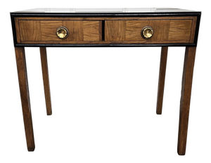 Mid-Century Italian Art Deco Walnut Burl Writing Desk with Glass Top by Paolo Buffa, 1940s