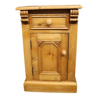 Antique Scandinavian Pine One Drawer Cabinet Nightstand For Sale