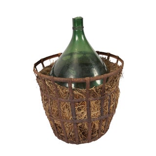 Late 18th Century French Demijohn With Basket For Sale