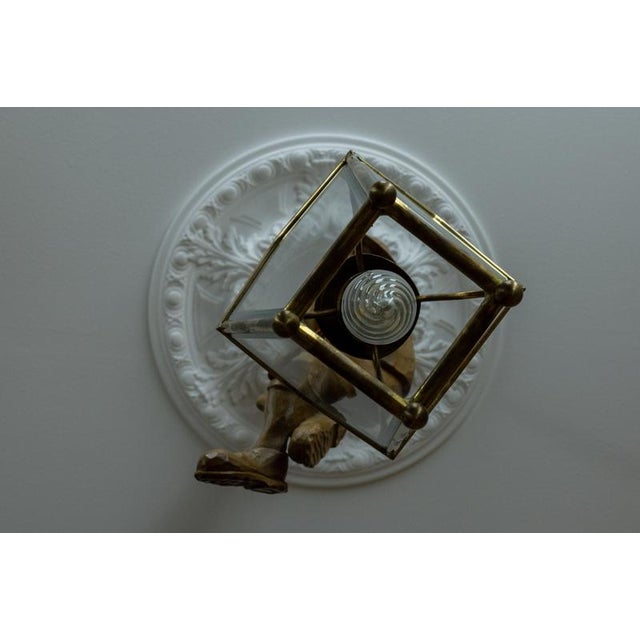 German Carved Linden Wood Mountaineer with Brass Lantern, 1950s For Sale - Image 12 of 18