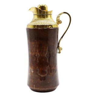 1960s Attributed to Aldo Tura Italian Modern Brass And Lacquered Goatskin Pitcher For Sale