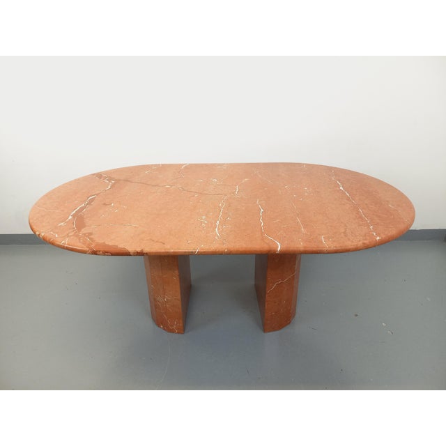 Vintage Oval Dining Table in Pink Marble, 1970s For Sale - Image 6 of 18