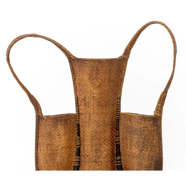 Asian Antique Vietnamese Woven Rattan Hunter Backpack For Sale - Image 3 of 9