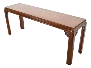 Baker Furniture Style Hollywood Regency Chinoiserie Carved Mahogany Console Table, Circa 1960s