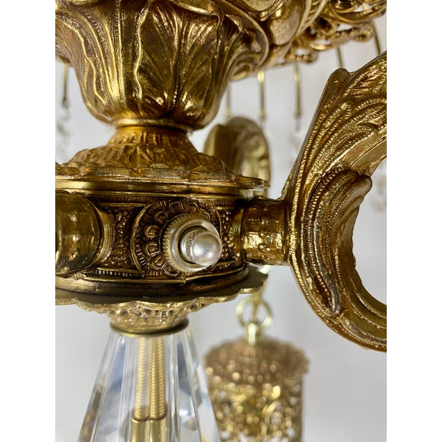 Gold 4 Foot Hollywood Regency Gold Leafed Cherub Light Fixture For Sale - Image 8 of 12