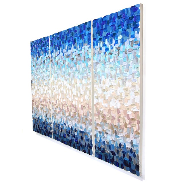 Contemporary Triptych Sunset - Original Contemporary Impasto Abstract Triptych Acrylic Painting on Canvas For Sale - Image 3 of 9