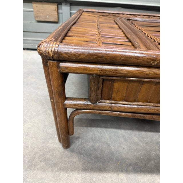 Wood 1970s Bamboo Rising Sun Square Coffee Table For Sale - Image 7 of 12