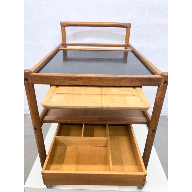 Danish Serving Trolley in Oak and Resopal from Dyrlund, 1960s-1970s For Sale - Image 12 of 18