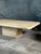 Monumental pedestal authentic goatskin dining table in the style of Karl Springer. Extension table with one leaf and a...