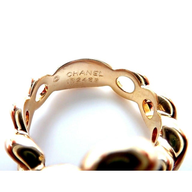 Metal Chanel 18k Yellow Gold Pink Green Tourmaline Ring sz 4.5 For Sale - Image 7 of 7