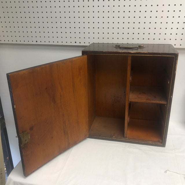 Wood Antique English "Inlaid" Faux Bois Medicine Cabinet For Sale - Image 7 of 10