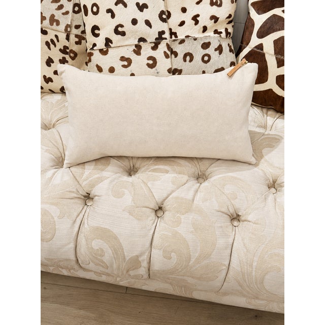 2020s Erin Flett Hand-Printed Navy & Natural Canvas Lumbar Pillow For Sale - Image 5 of 5