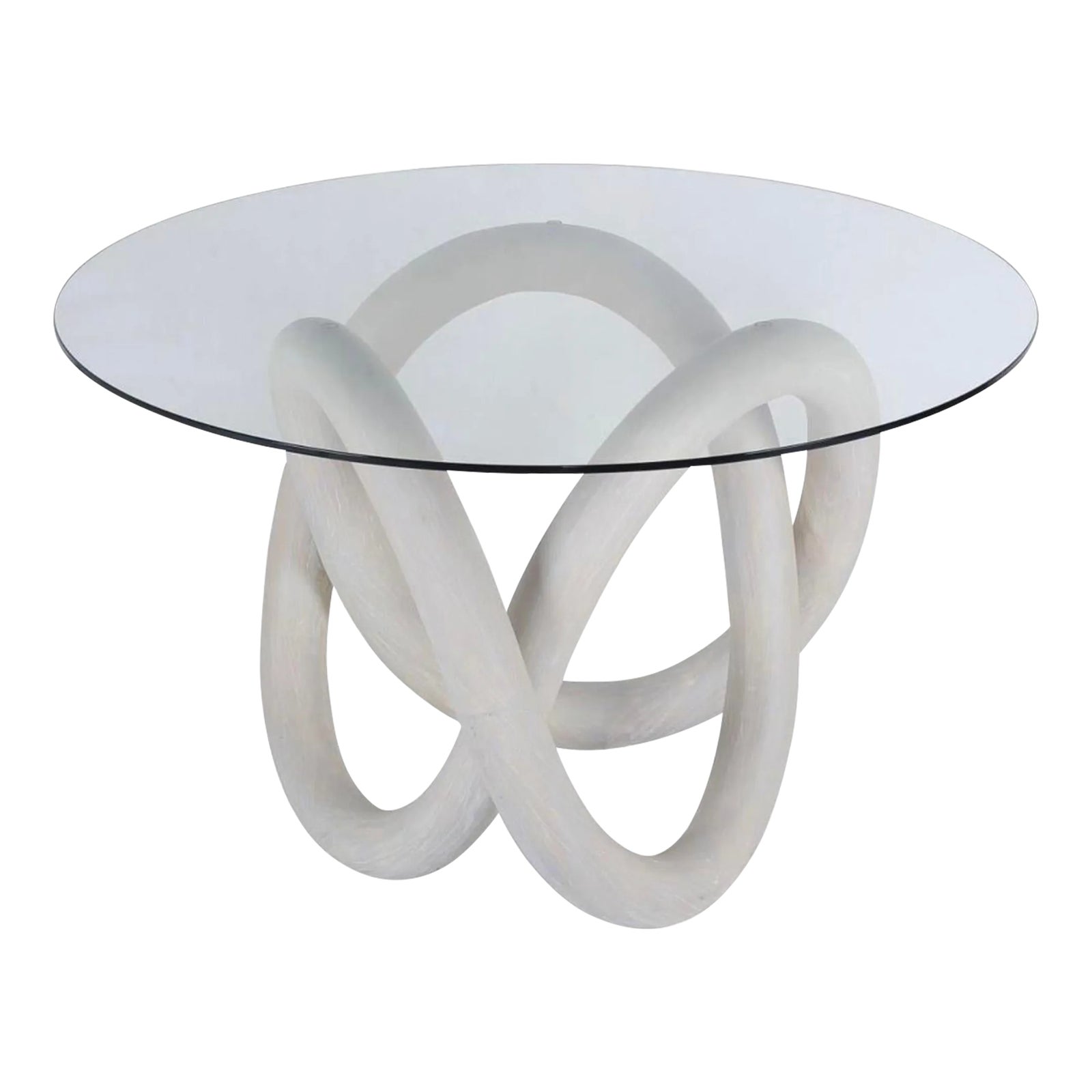 1970s Wooden White Knot Side Table With Glass Top | Chairish