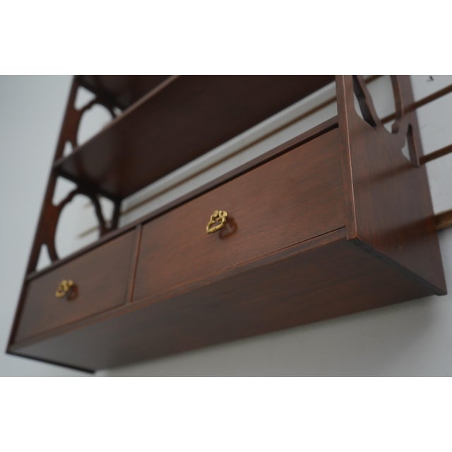 1980s Chippendale Style 2 Drawer Hanging What Not Shelf For Sale In Philadelphia - Image 6 of 11
