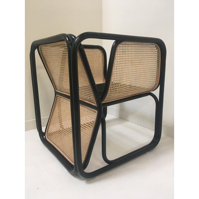 Black Large Rattan Armchair with Cane Back and Seat For Sale - Image 8 of 16