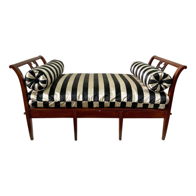 Antique Mahogany Classical Day Bed with Woven Cane Base For Sale