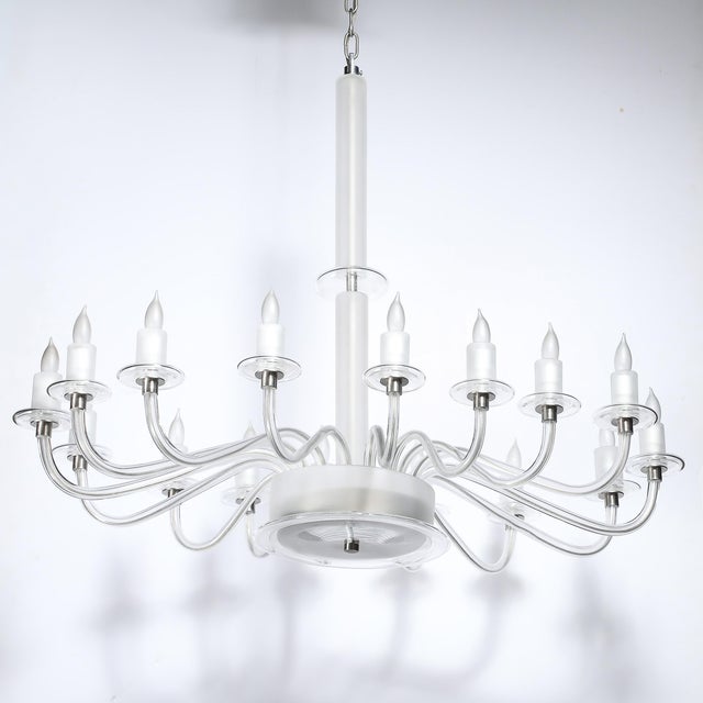 Off-white Mid-Century Modern Classical Hand-Blown Murano Glass 16-Arm Chandelier For Sale - Image 8 of 18