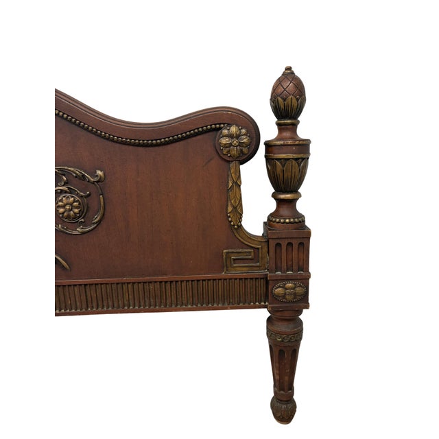 Antique Neoclassical Mahogany Twin Bed Frame With Hand-Painted Classical Medallions & Gilt Decoration For Sale - Image 10 of 10