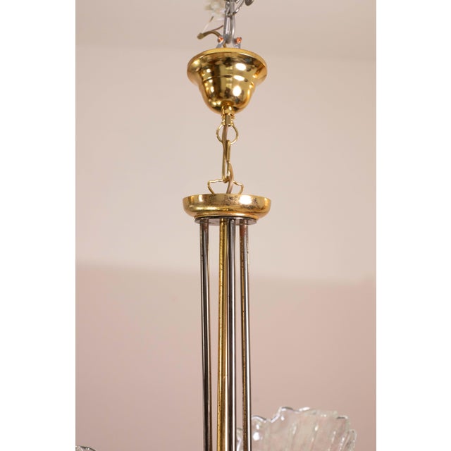 1970s Murano Chandelier With 3 Leaves Iridescent in Murano Glass For Sale - Image 6 of 12