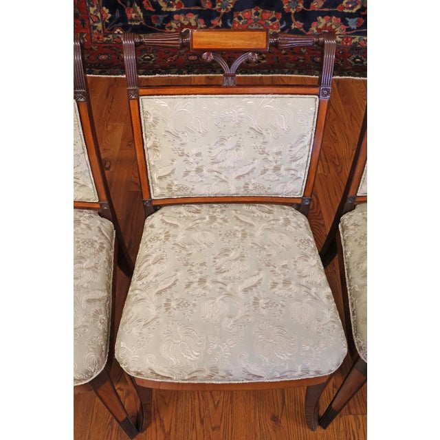 Brown Set of 8 Kindel Winterthur Collection Mahogany and Maple Inlaid Seymour Dining Chairs For Sale - Image 8 of 12