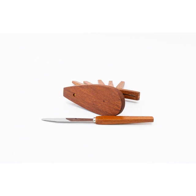 Brown Austrian Fruit Knives and Holder, Vienna, Austria, 1950s, Set of 7 For Sale - Image 8 of 11