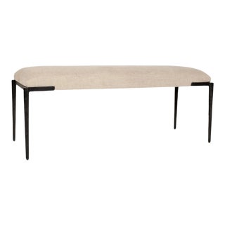 Lance 49" Bench with Iron Legs & Cloth Cushion For Sale