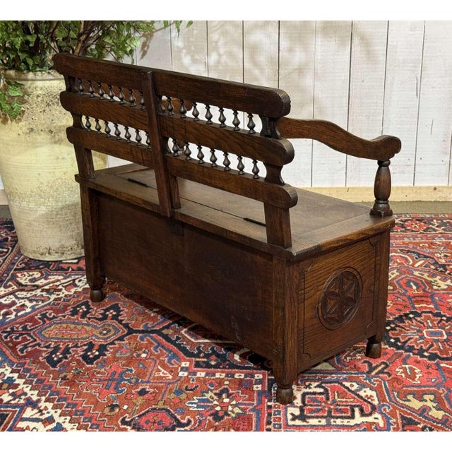 19th Century Breton Chestnut Storage Bench For Sale - Image 16 of 17