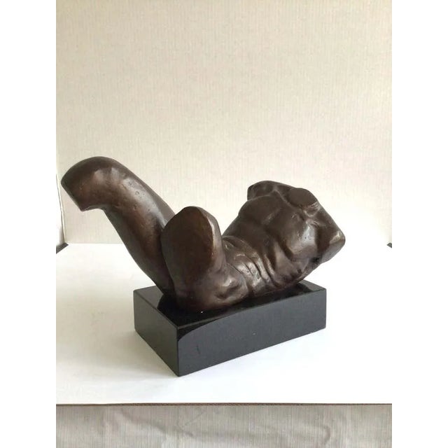 1970s Iron Male Nude Classical Sculpture on Polished Stone Base For Sale - Image 4 of 10