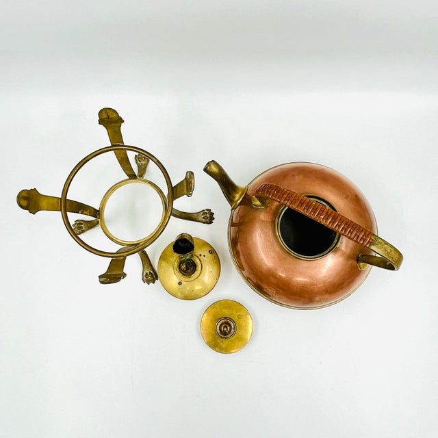 Antique 1886 Gorham Copper and Brass Kettle With Brass Lion Claw Foot Stand and Spirit Burner For Sale - Image 13 of 16