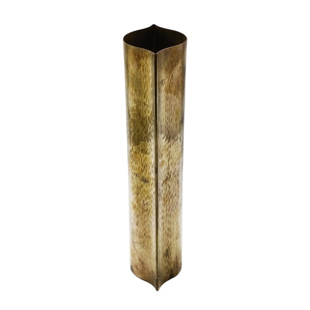 Hammered Brass Vase from Zanetto, Italy, 1970s For Sale - Image 4 of 9
