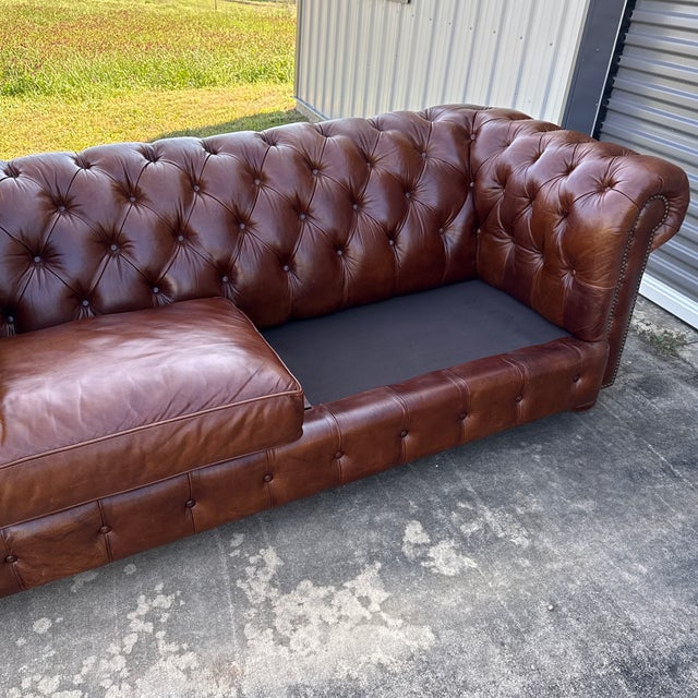 Brown Leather Chesterfield Sofa For Sale - Image 10 of 10