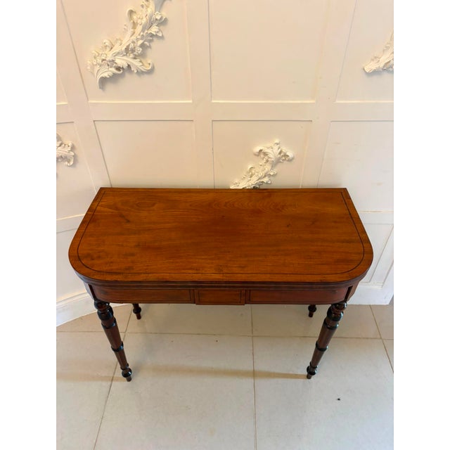 Antique Georgian Mahogany Inlaid Fold-Over Card Table, 1800 For Sale - Image 3 of 14