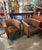 Very heavy and sturdy chairs. Great quality. The fabric appears rubber a fine cotton velvet corduroy. Great proportions...