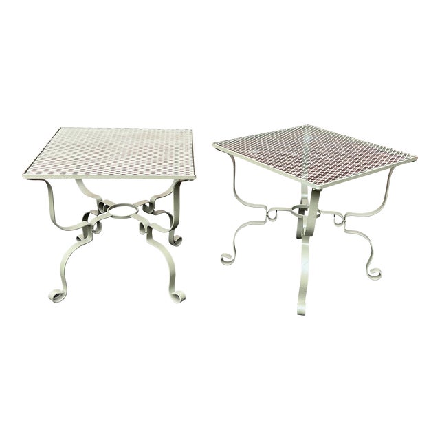 Pair of Green Iron Garden Side Tables Chairish