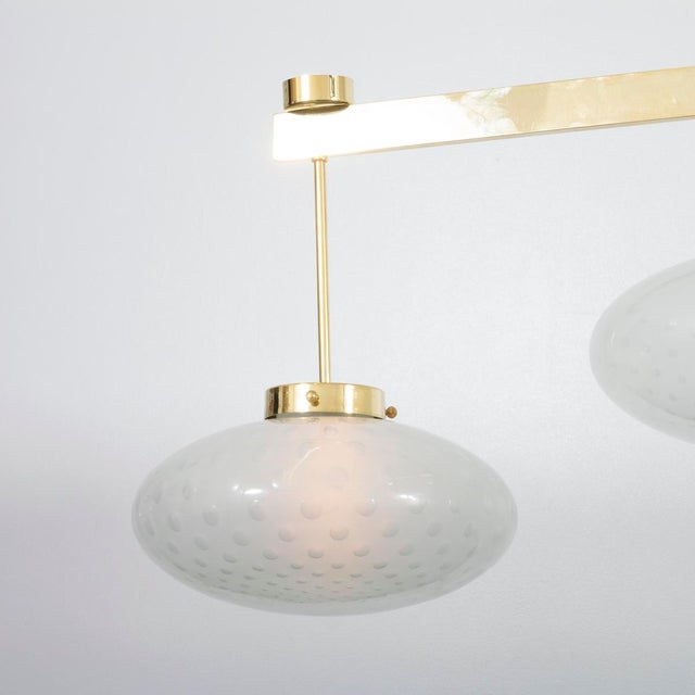 Modern linear chandelier with Murano glass shades For Sale - Image 4 of 15